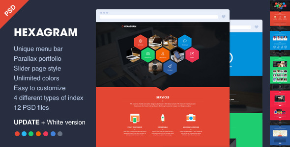 Hexagram - Unique onepage PSD portfolio - Creative PSD Templates