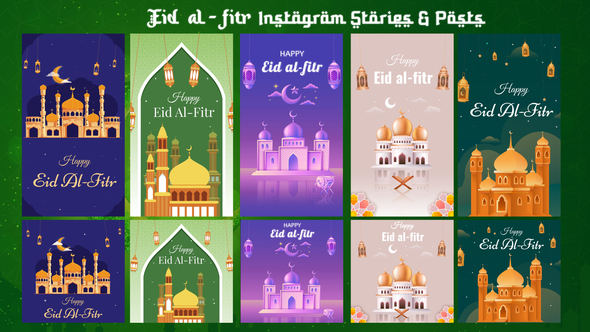 Eid al-Fitr Mubarak I Ramadan Instagram stories & Posts Video Displays template preview