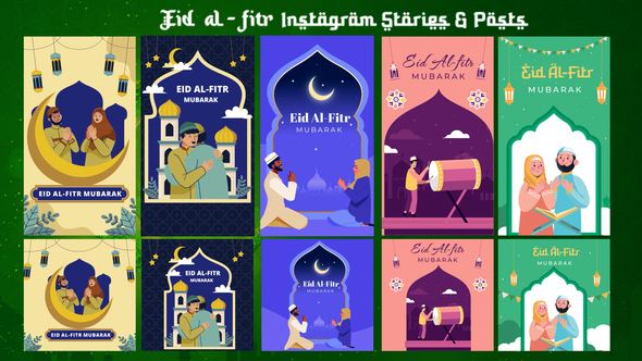 Eid al-Fitr Mubarak I Ramadan Instagram stories & Posts 2 Openers template preview