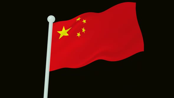 China Flag Flying Wavy Animated Black Background alt