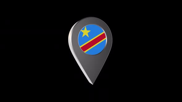 3d Animation Map Navigation Pointer With Democratic Republic Of The Congo Flag With Alpha  2K alt