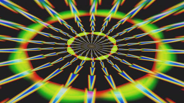 Digital shape geometric Psychedelic abstract color looped background. Vj loop. Rendering.