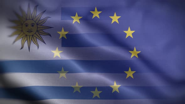 EU Uruguay Flag Loop Background 4K