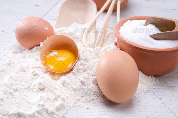 Flour And Eggs - Stock Photo - Images