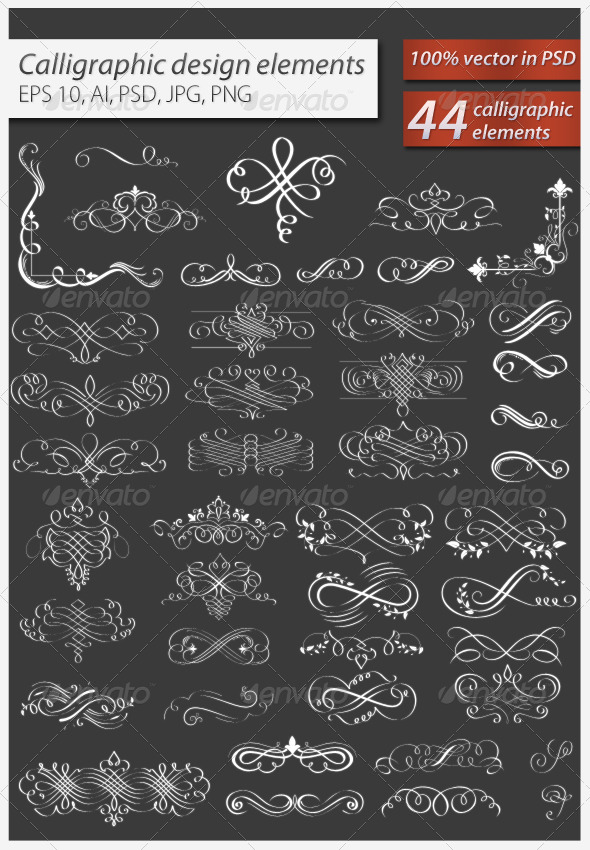 Calligraphic Design Elements Set - Decorative Symbols Decorative