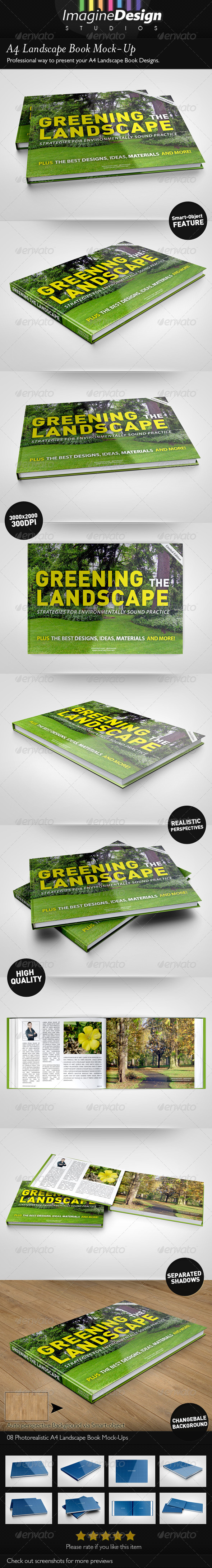A4 Landscape Book Mock-Up - Books Print