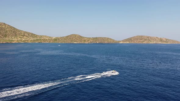 Aerial View of Boats in the Mediterranean Sea, Crete, Greece