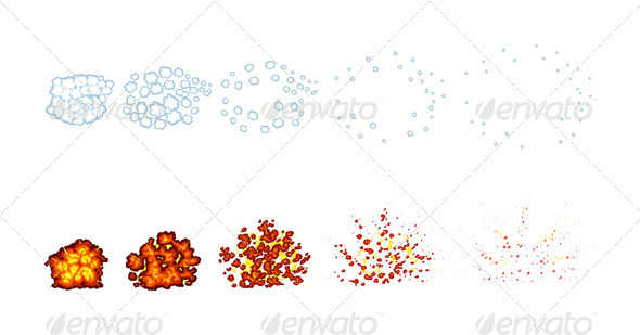 Two Types of Explosions for Animation - Objects Vectors
