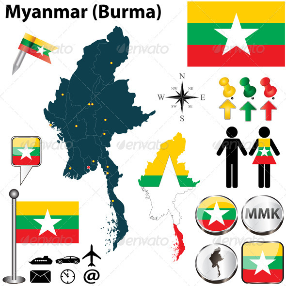 Map of Myanmar - Travel Conceptual