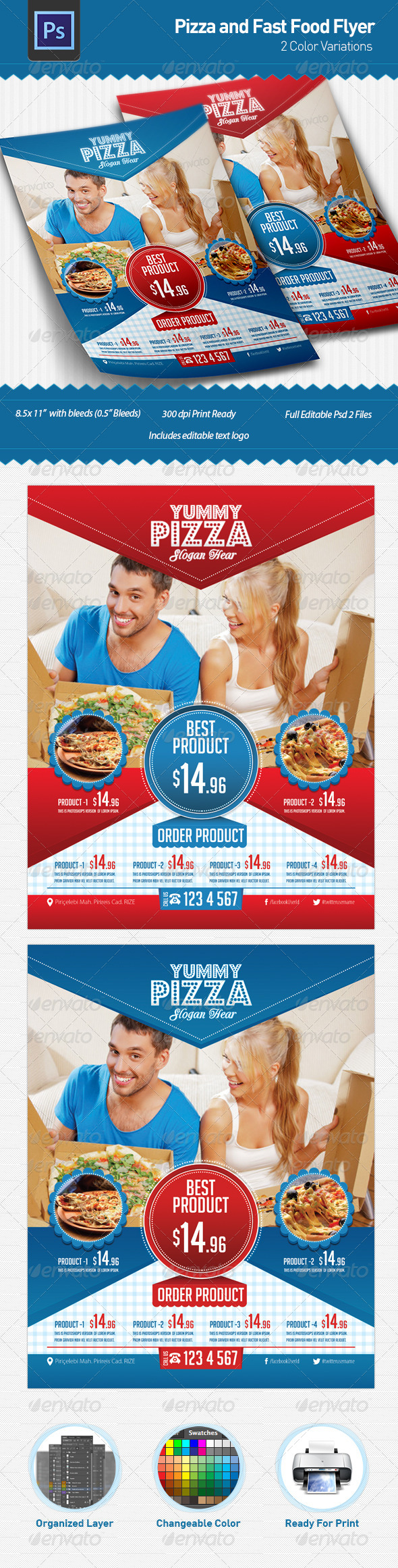 Pizza and Fast Food Flyer - Restaurant Flyers