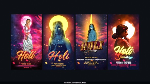 Holi Stories Video Displays template preview