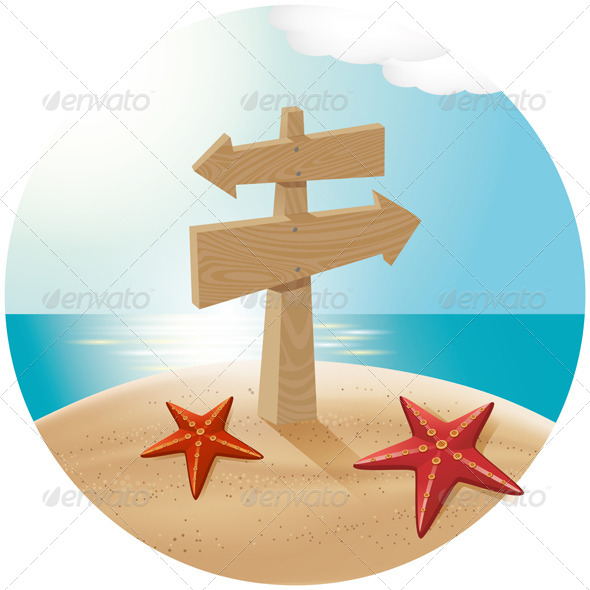 Guidepost At The Sea Beach - Travel Conceptual