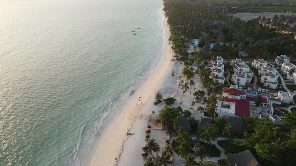 Zanzibar Island Tanzania  Aerial View of the Beach Near the Shore Slow Motion alt