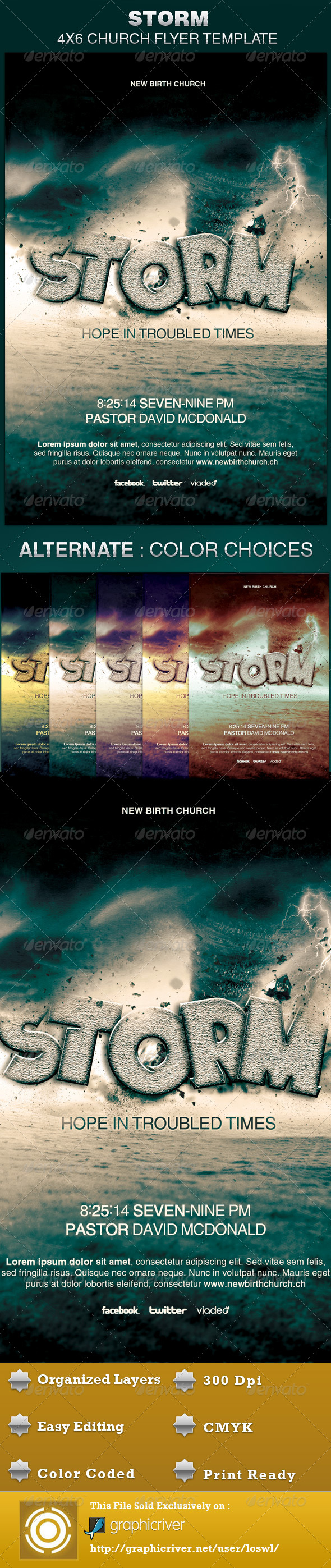 Storm Church Flyer Template - Church Flyers