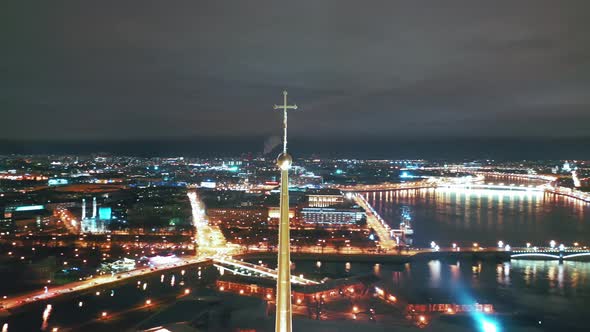 Aerial View of Peter and Paul Fortress Spire, St Petersburg, Russia