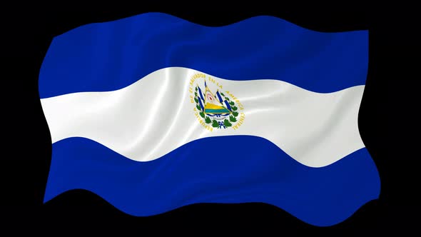 El Salvador Waving Flag Animated Black Background