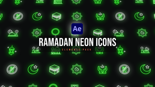 Ramadan Neon Icons Elements template preview