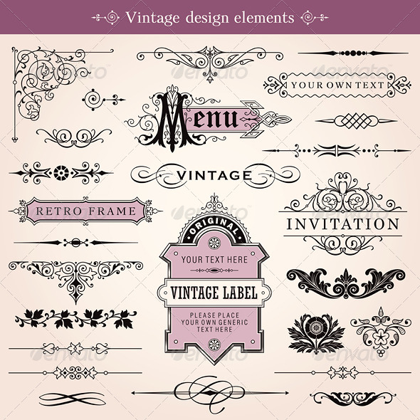 Vintage Calligraphic Design Elements Vector - Flourishes / Swirls Decorative