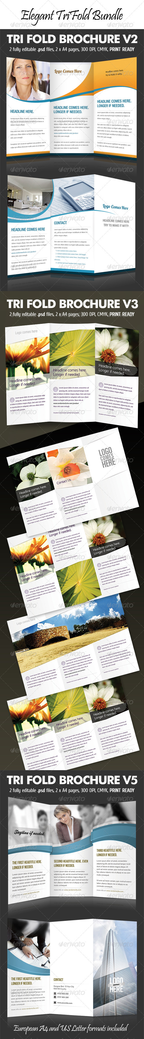 Elegant Tri-Fold Bundle - Corporate Brochures