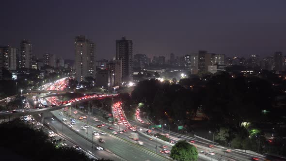 Night City time-lapse with traffic cars 4k