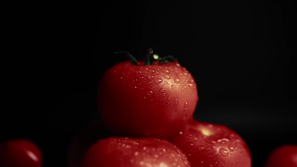 Water Drops on the Fresh Ripe Tomatoes