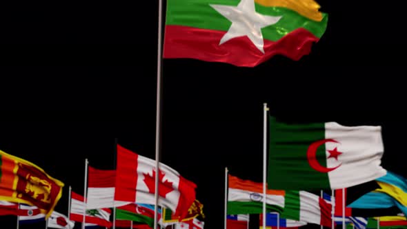 Myanmar Flag With World Flags In Alpha Channel