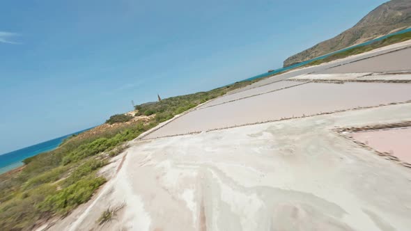 Salt Flats And Small Lighthouse Tower On The Isla Cabra Near Montecristi In The Dominican Republic. alt