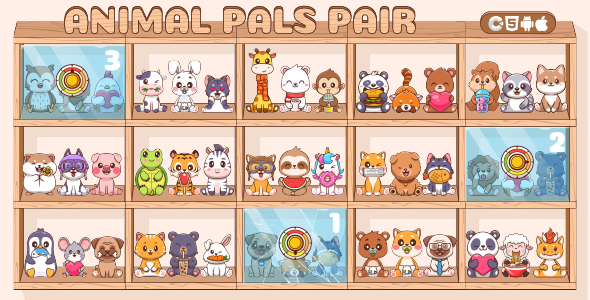 Animal Pals Pair - Sort Game, HTML5 Game, Construct 3
