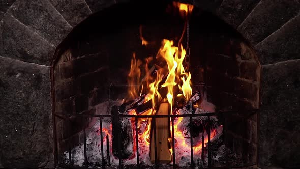 Fire is Burning in the Fireplace alt