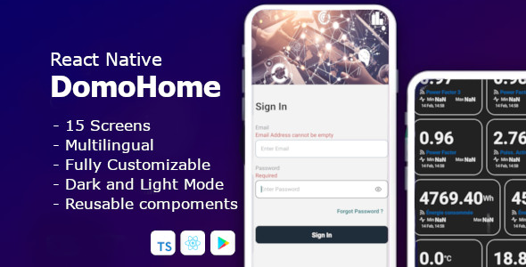 DomoHome : Smart Home Management React Native App UI