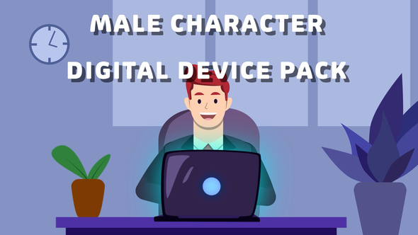 Male Character Digital Device Pack Titles template preview