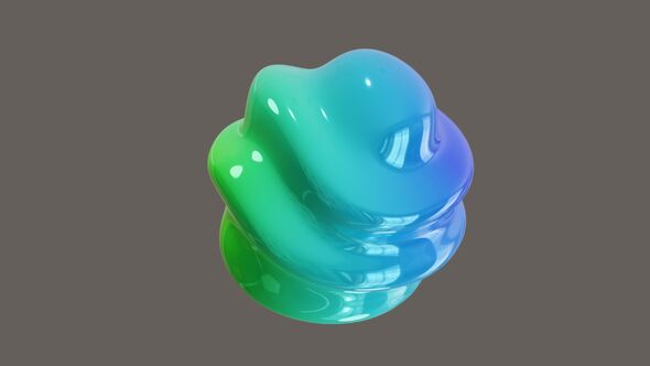 3D Animation of Green and Blue Abstract Metallic Flip Circle Shape alt