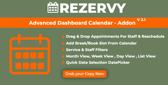 Rezervy - Drag & Drop, Month, Week, Day , List View & Filters Appointments Calendar (Add-On)
