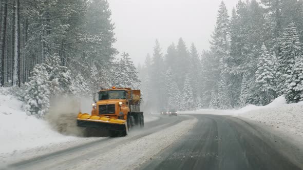 Passing snowplow car removing snow from the street, Stock Footage ...