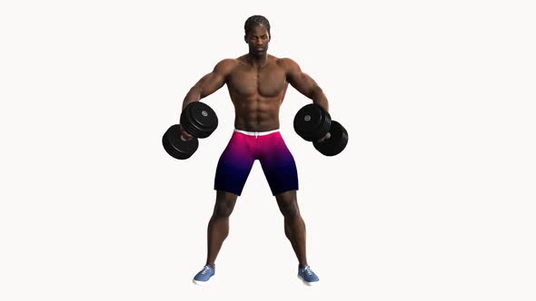 Male African Exercises Muscles, Morph from Normal Body to Athlete