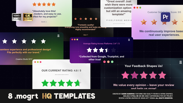 Review & Rating Graphics Premiere Pro template preview