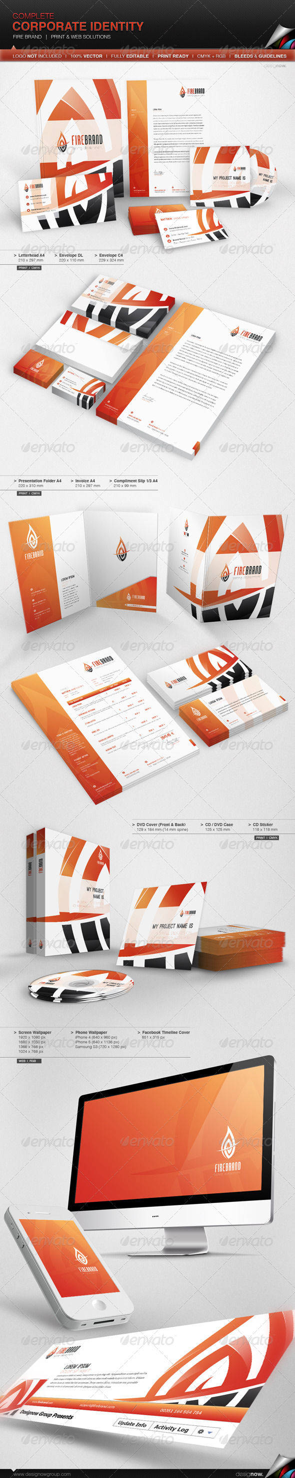 Corporate Identity - Fire Brand - Stationery Print Templates