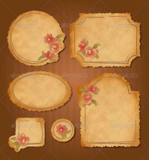 Set of Retro Floral Vintage Frames and Labels - Borders Decorative