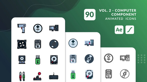 Computer Component Vol. 2 Animated Icons | After Effects Elements template preview