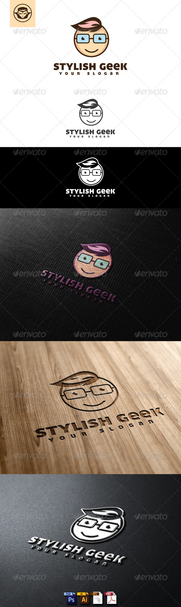 Stylish Geek Logo Template - Humans Logo Templates