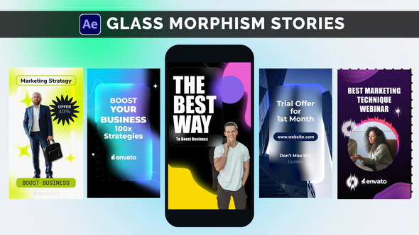 Glass Morphism Stories | Fractal Noise Glass Product Promo template preview
