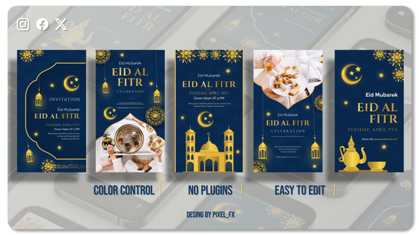 Eid al-Fitr Mubarak I Ramadan Instagram Stories V1 Openers template preview