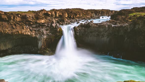 Time Lapse Footage of The Aldeyjarfoss Waterfall in North Iceland alt