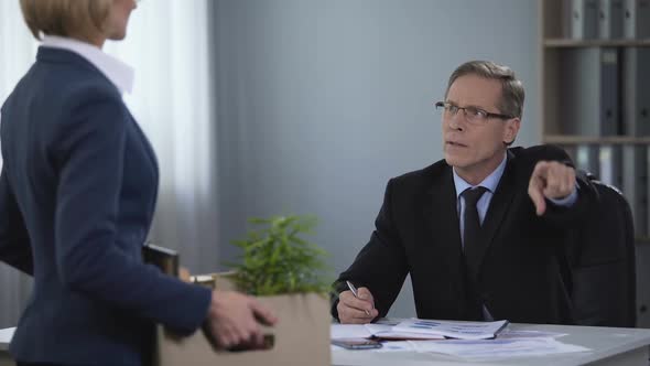 Male Director Dismisses Assistant, Lay-Off, Incompetent Unprofessional Worker alt
