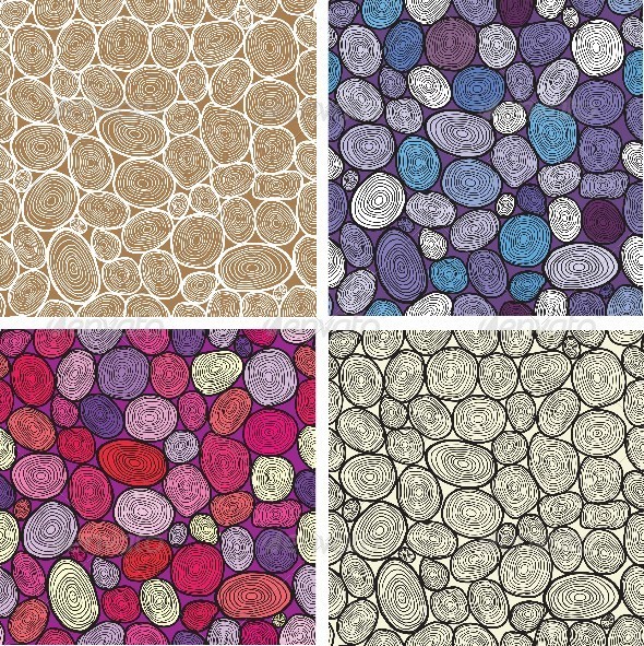 Set of Four Circles Hand-Drawn Pattern - Patterns Decorative