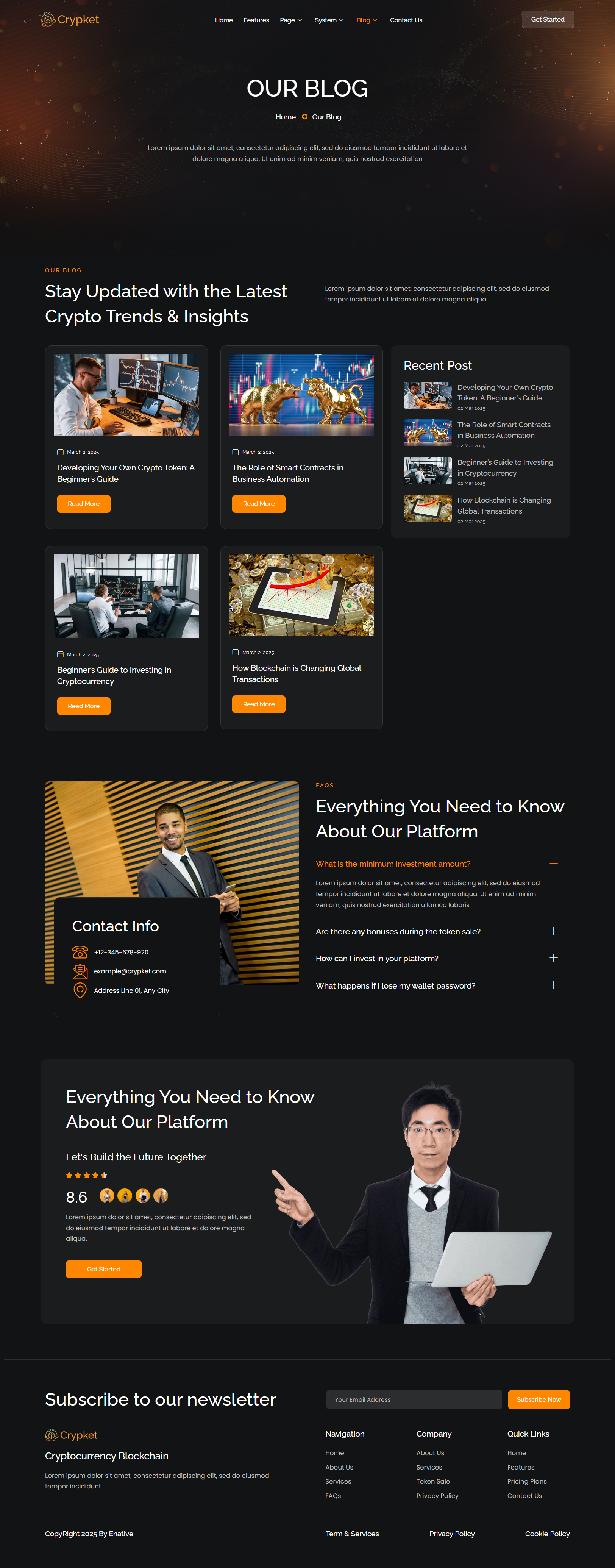 Crypket - Cryptocurrency Blockchain & Bitcoin Elementor Template Kit by  Enative