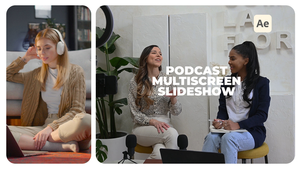 Podcast Multiscreen Slideshow Video Displays template preview