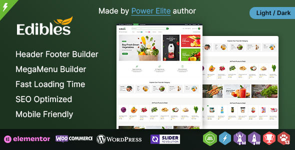 Edibles WP – Organic & Grocery Elementor WooCommerce Theme Nulled