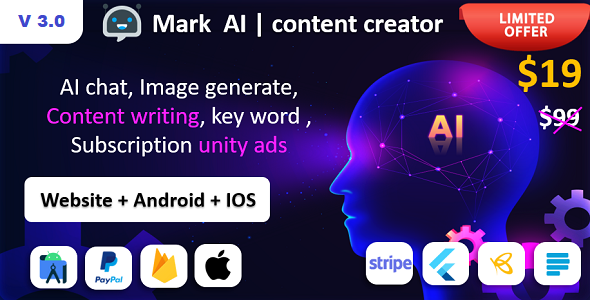 Mark AI -  AI Content writing App | AI Image | keyword generator | Android iOS & web Payment gateway