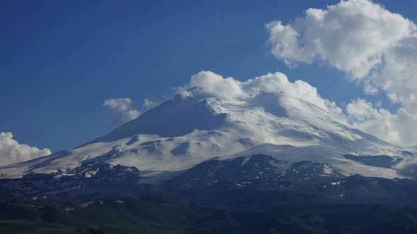 Mount Elbrus and Clouds Caucasus Mountains